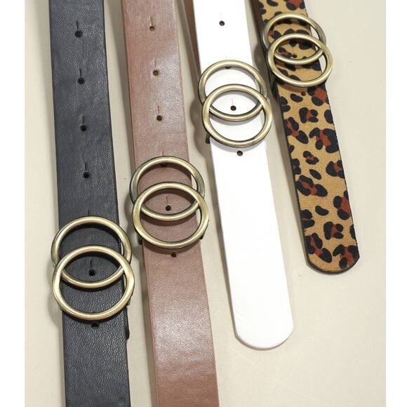 Double O Buckle Vegan Leather Belt Black - Picture 5 of 5